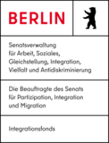 Logo der Senatsverwaltung für Arbeit, Soziales, Gleichstellung, Integration, Vielfalt und Antidiskriminierung der Stadt Berlin für Projekte über den Integrationsfonds