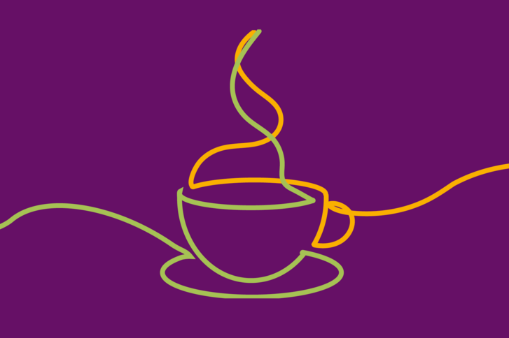 Grafik einer Tasse mit Kaffee - Café im Kiez