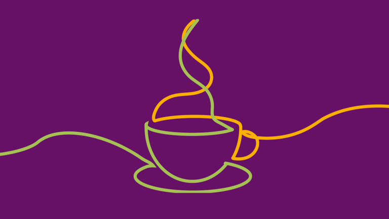 Grafik einer Tasse mit Kaffee - Café im Kiez